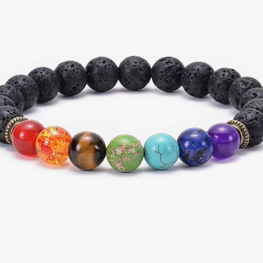 Natural Lava Rock 7 Chakra Essential Oil Diffuser Bracelet